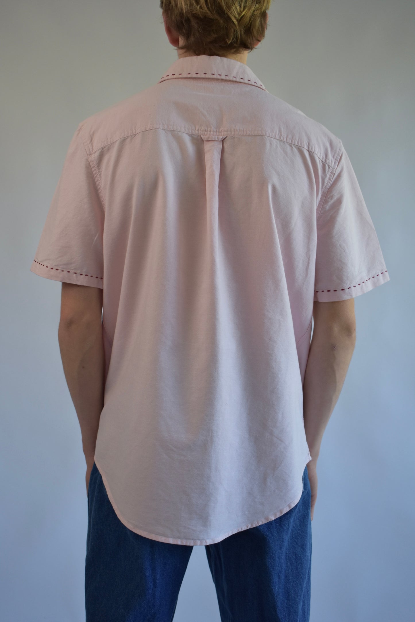 Contrast Stitch Shirt - Salmon // AM070