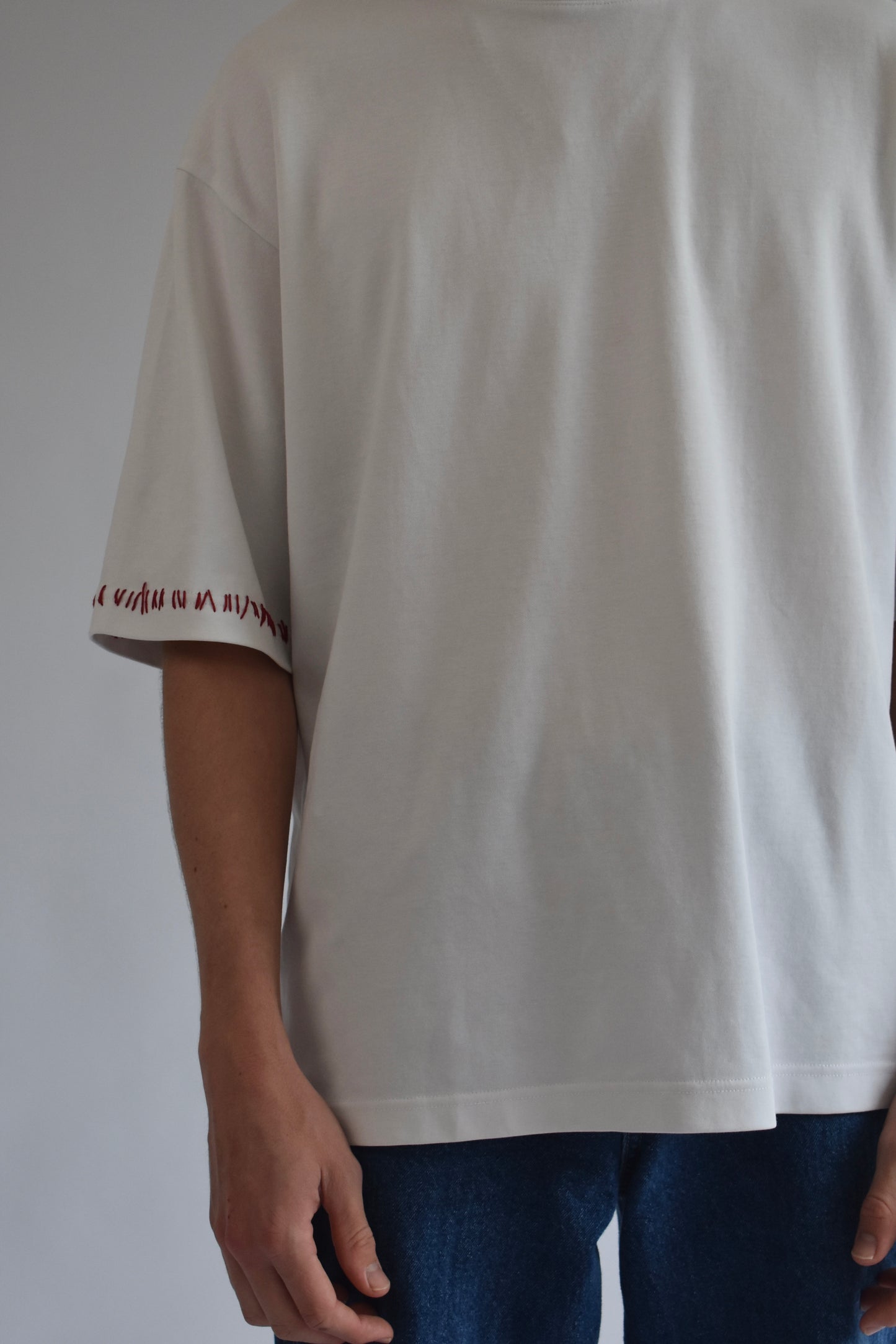 Oversized Stitch Tee - White // AM061