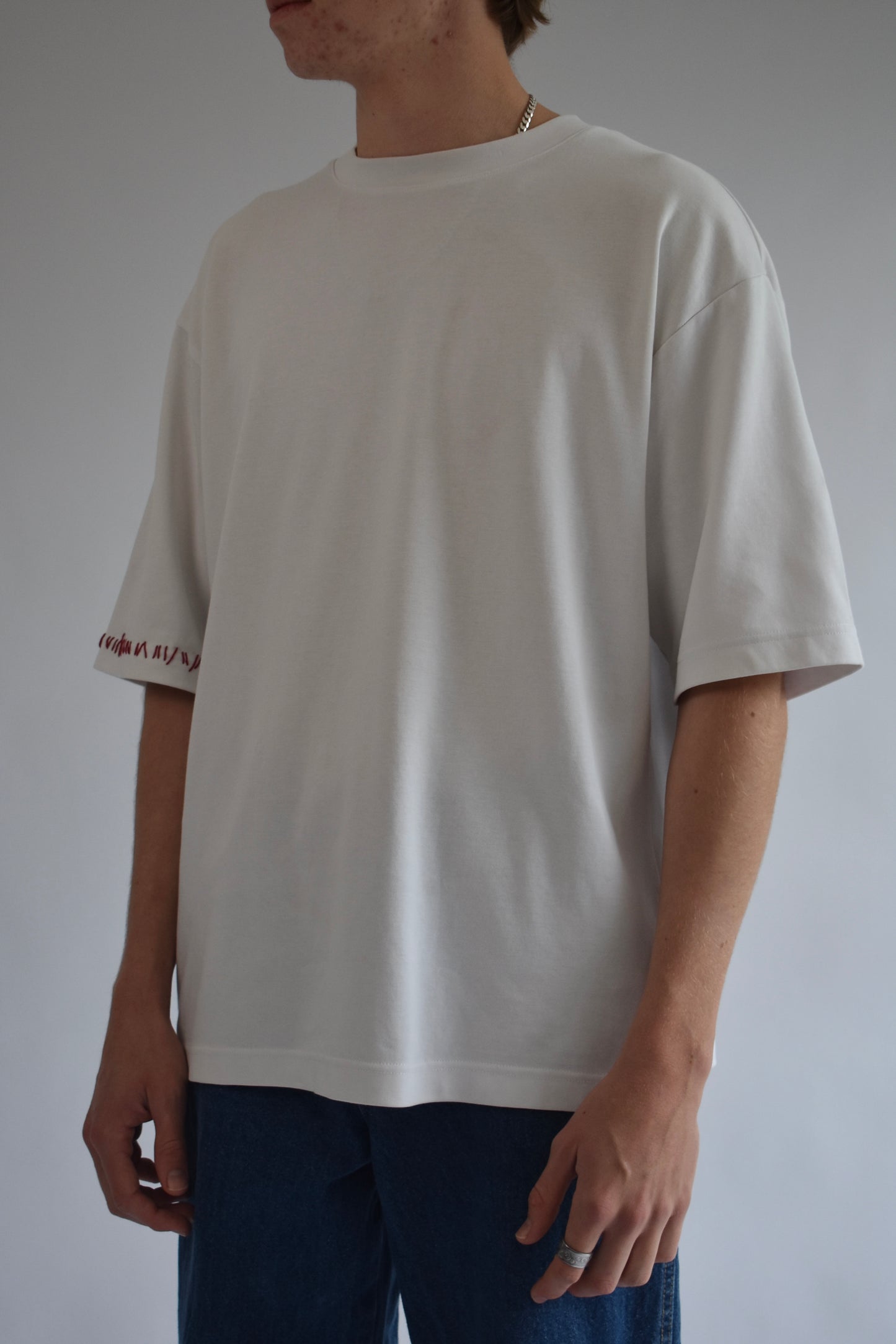 Oversized Stitch Tee - White // AM061
