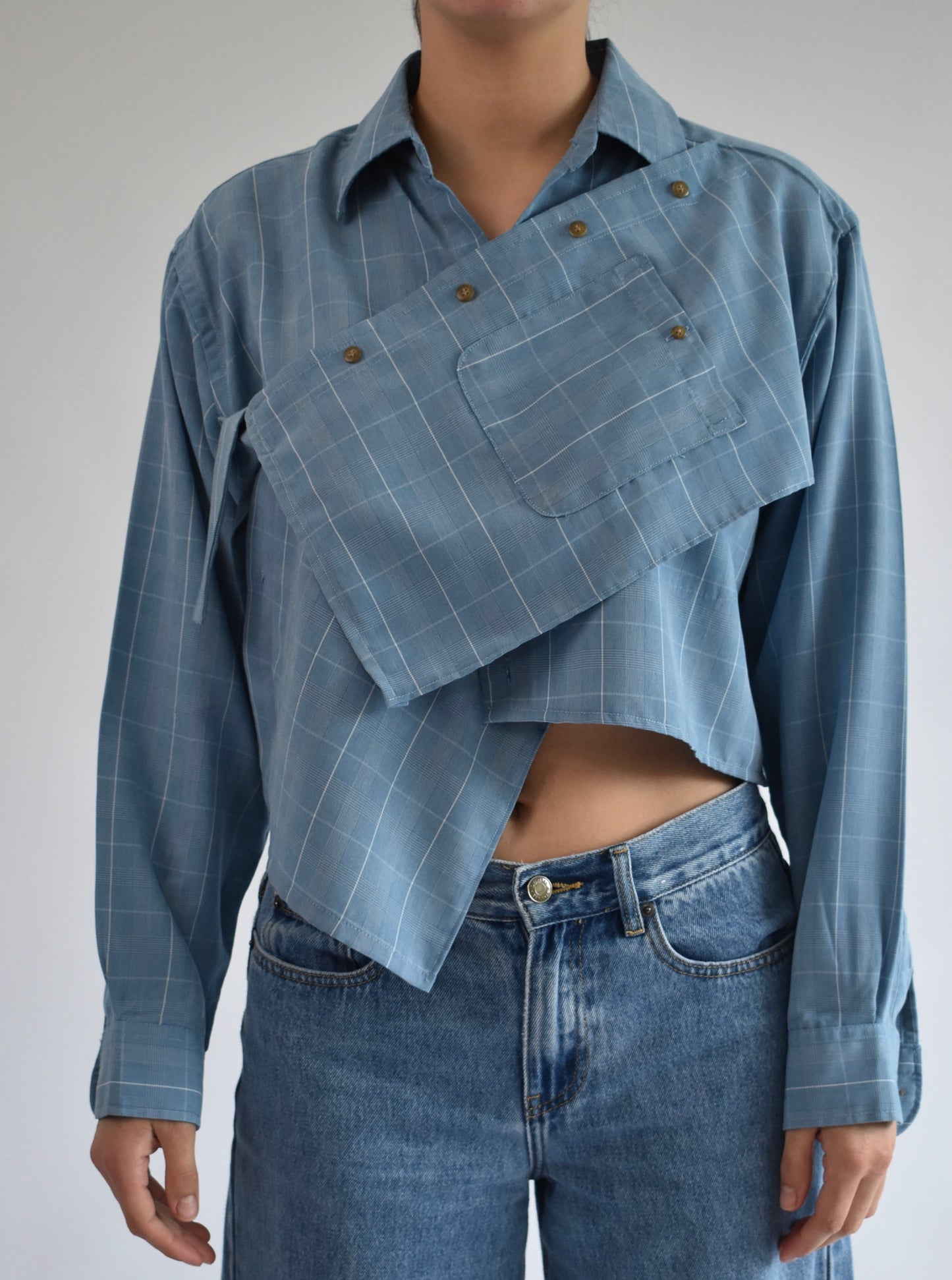 Asymmetrical Drape Shirt - Blue // AM081