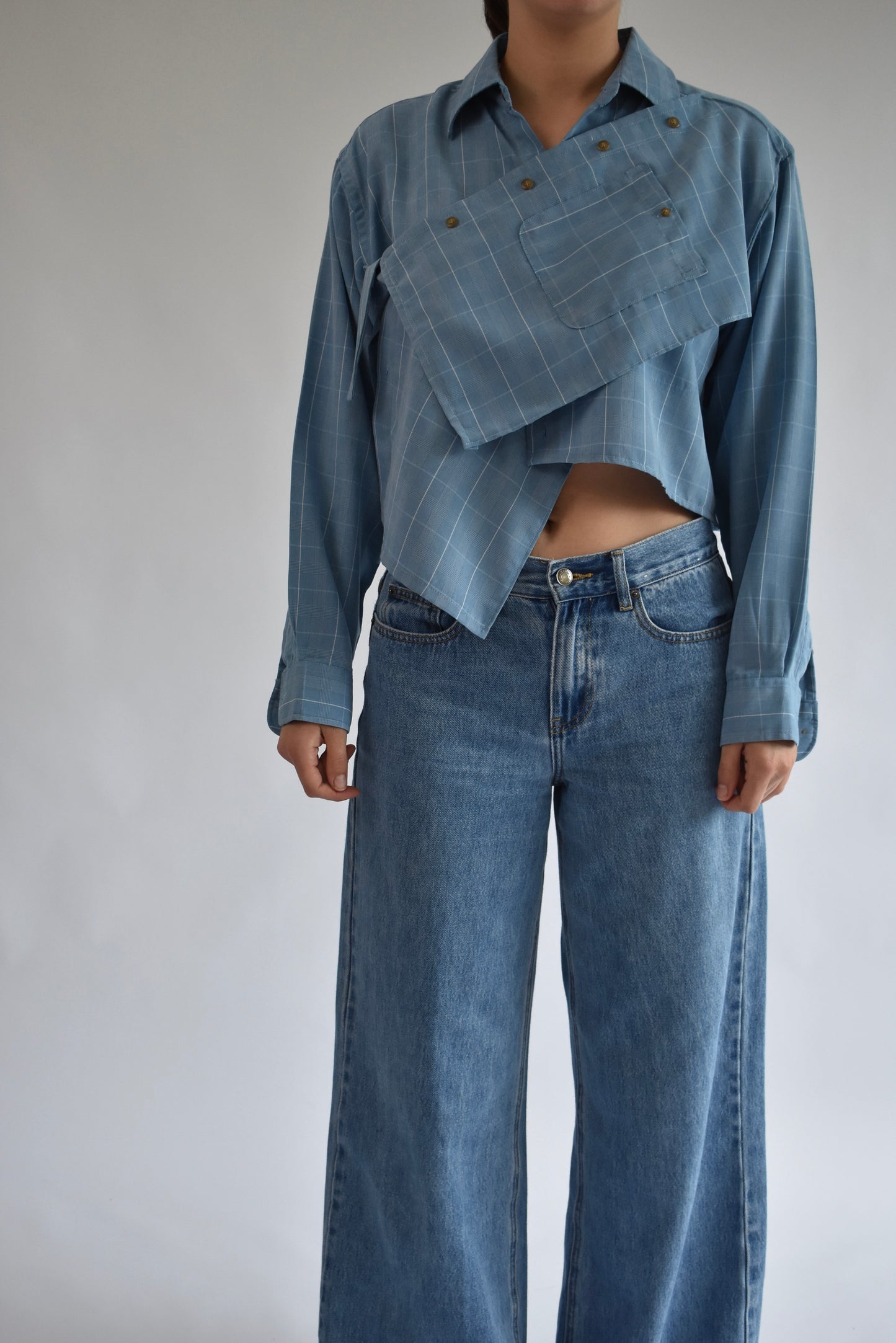 Asymmetrical Drape Shirt - Blue // AM081