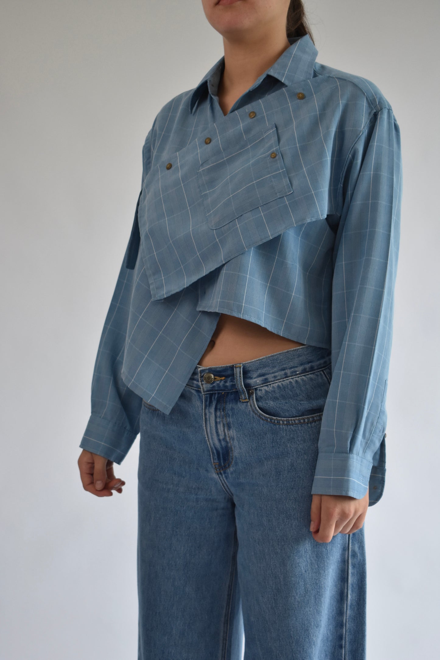 Asymmetrical Drape Shirt - Blue // AM081