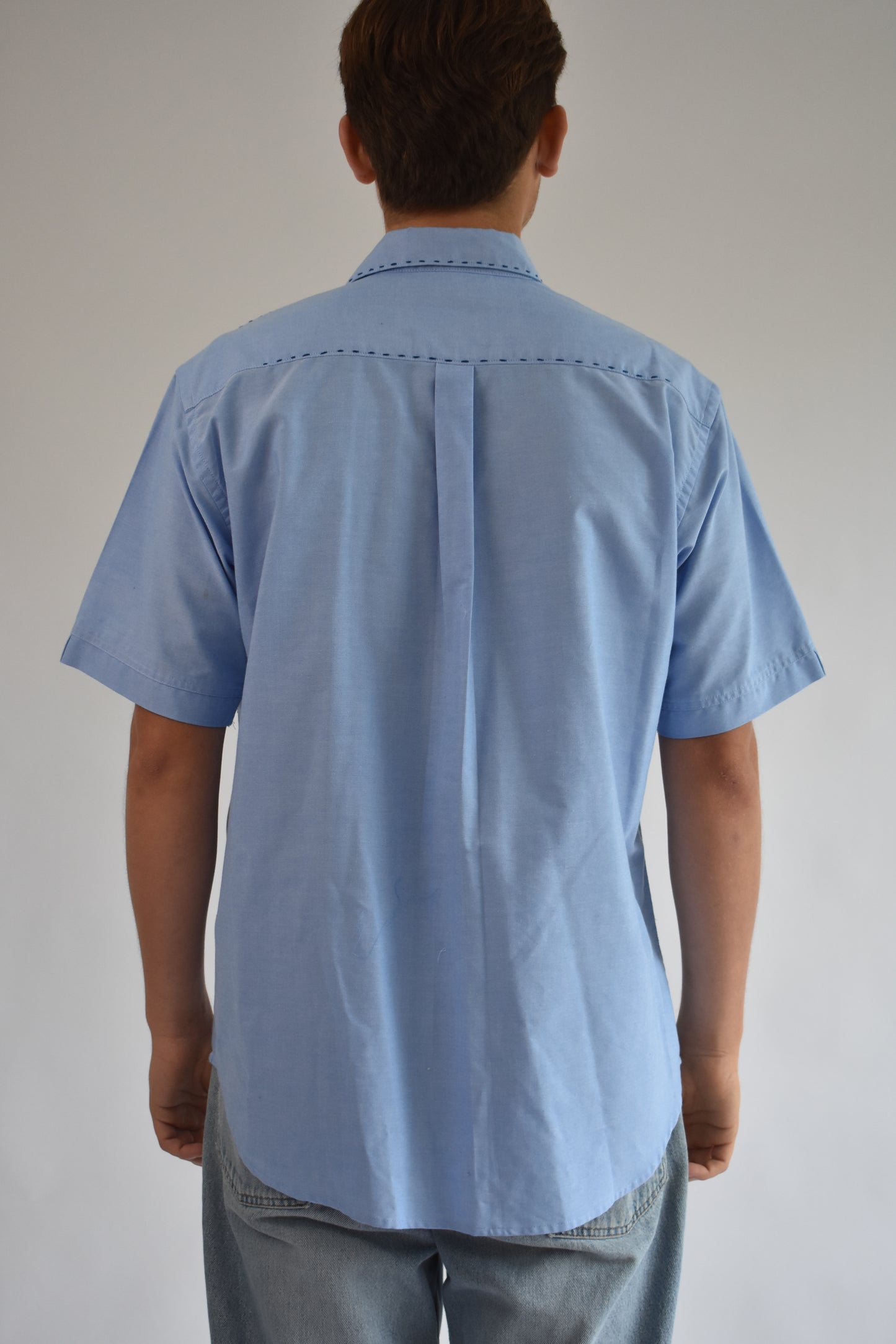 Contrast Stitch Shirt - Blue // AM071