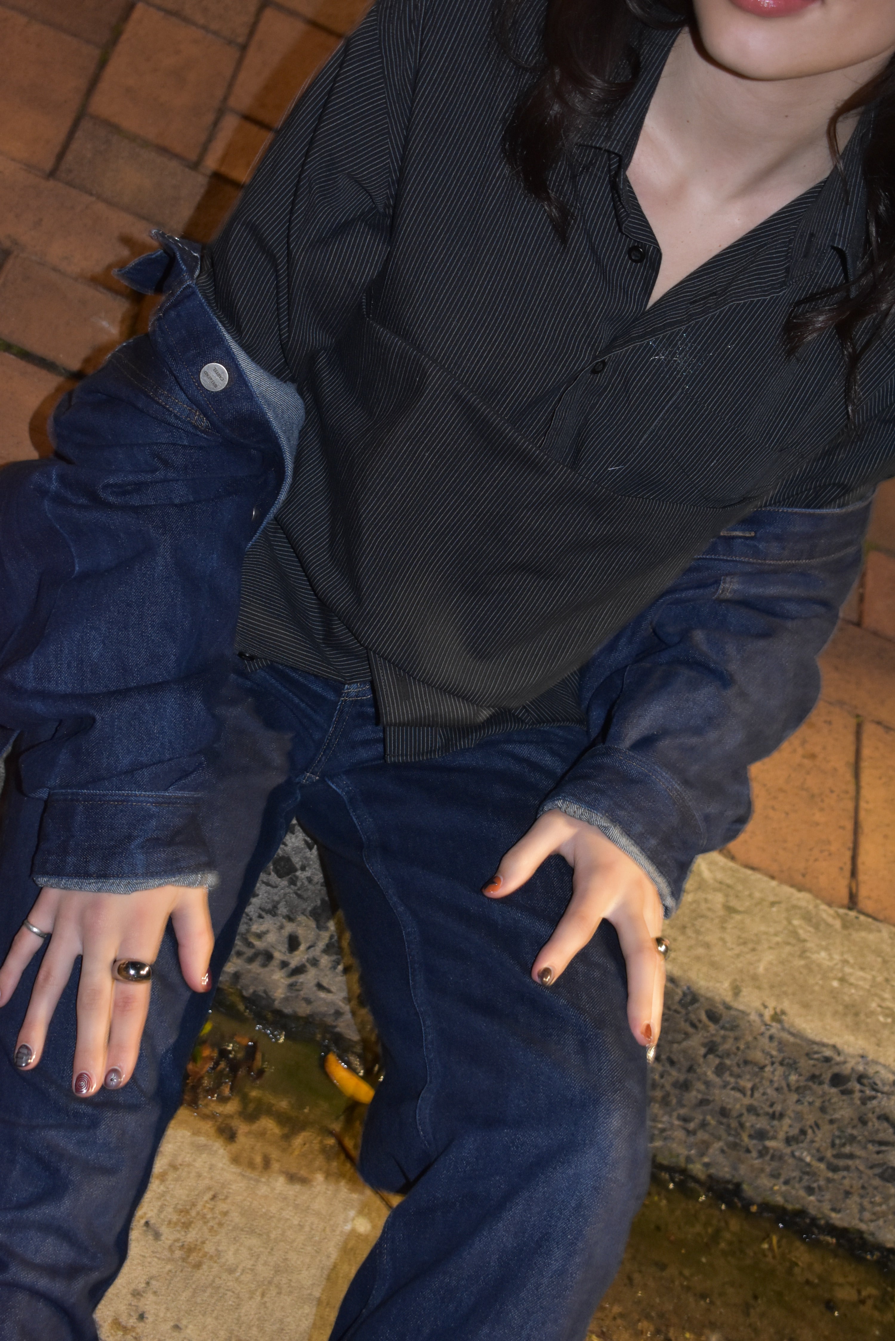 Collared Tie Shirt - Black // AM078