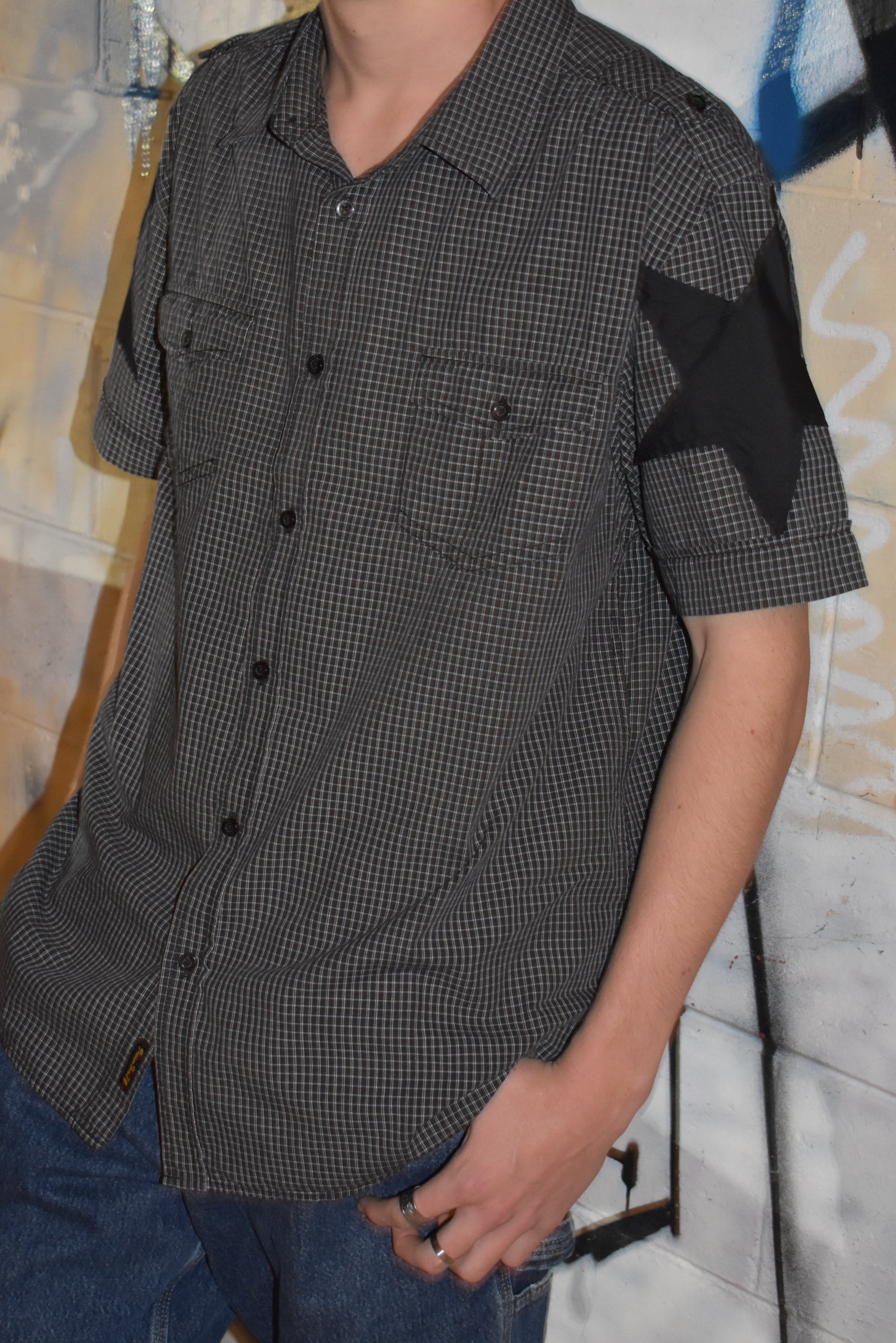 Star Sleeve Shirt - Black // AM065