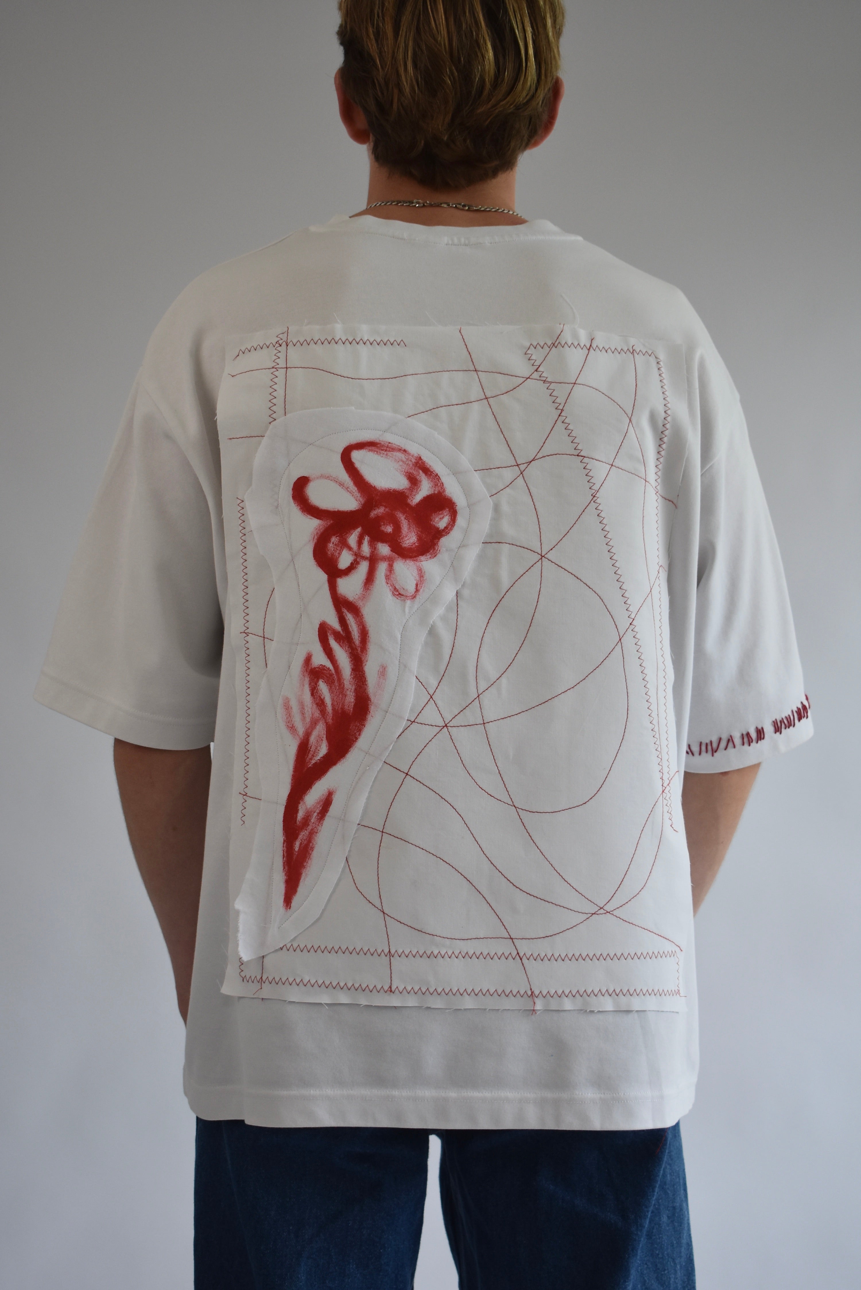 Oversized Stitch Tee - White // AM061