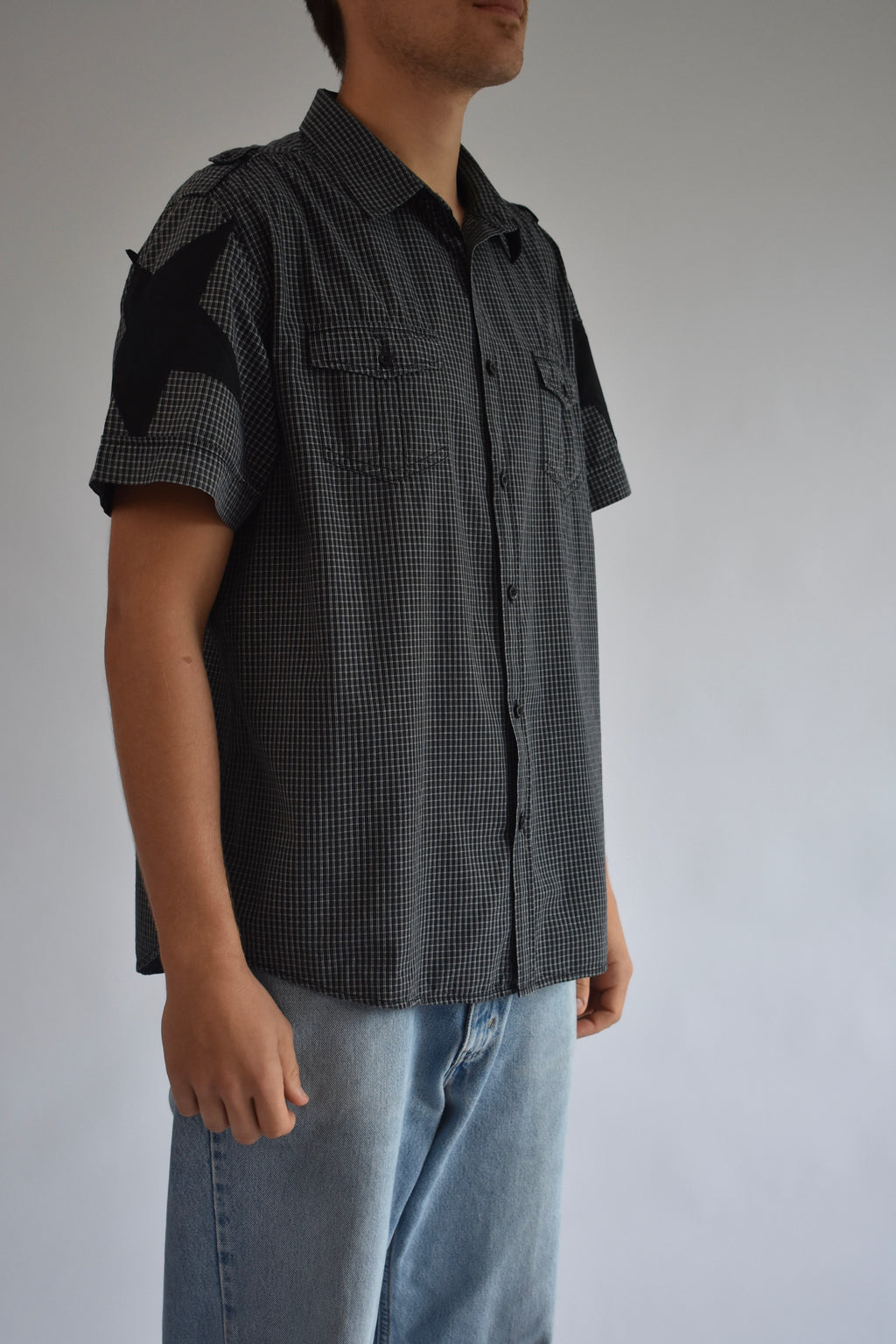 Star Sleeve Shirt - Black // AM065