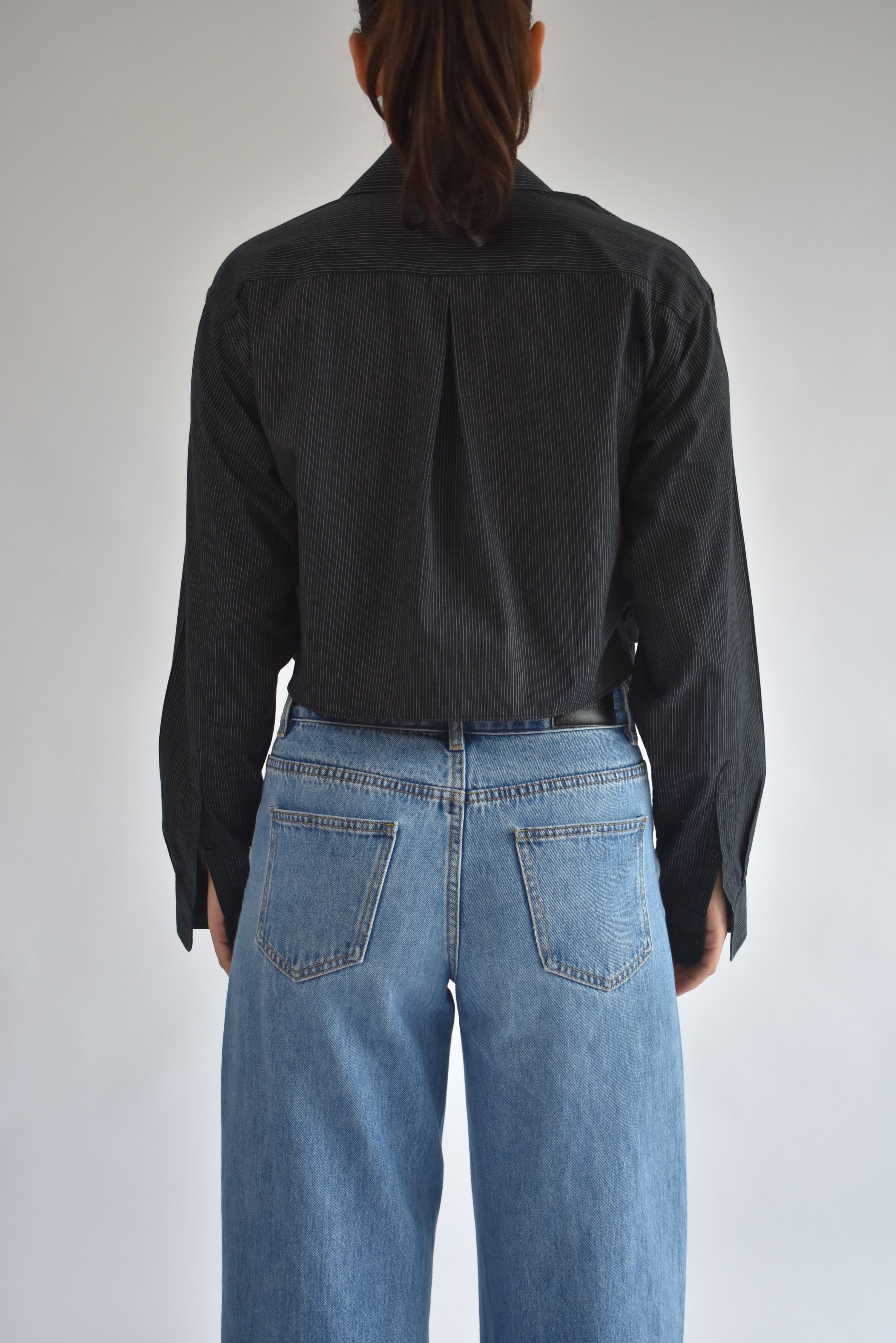 Collared Tie Shirt - Black // AM078