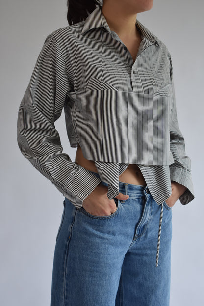 Collared Tie Shirt - Grey Stripe // AM080