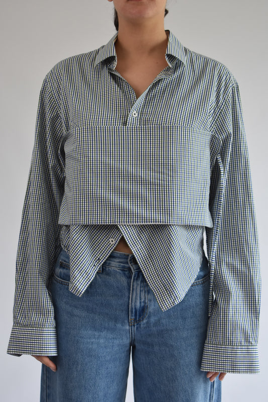 Collared Tie Shirt - Blue Check // AM079