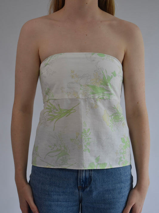 Strapless Top - Lime Floral // RE006